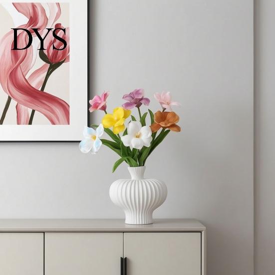 Maintenance-Free Artificial Flowers Opening Tulip with Stem, Realistic Fake Flower, Faux Bendable Stem Floral Arrangement Bloom for Wedding Party Home