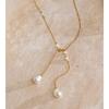 Yhpup 70cm Elegant Backless Stainless Steel Tassel Long Necklace Sexy Simulated Pearls Fascinating Distinctive Fashion Jewelry
