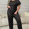 European & American Star Print Pajamas Set: Short-Sleeved Top & Trousers for Women
