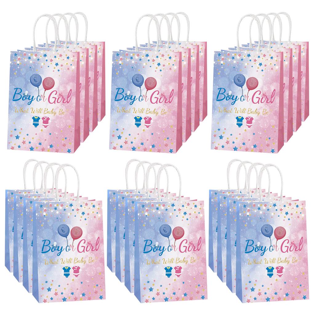 12Pcs Gender Reveal Gift Bag Boy or Girl Paper Bags Party Favor Supplies Gifts Wrapping Bags for Baby Gender Reveal Theme Party