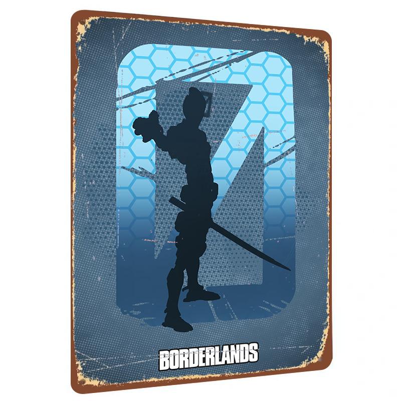 

Borderlands Game Character Silhouette Metal Wall Art Vintage Decor for Living Room Study Room Game Room 20x30cm（7.8x11.8inch）