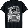 Trucker Patriotic American Flag Semi Truck Driver Skull T Shirt