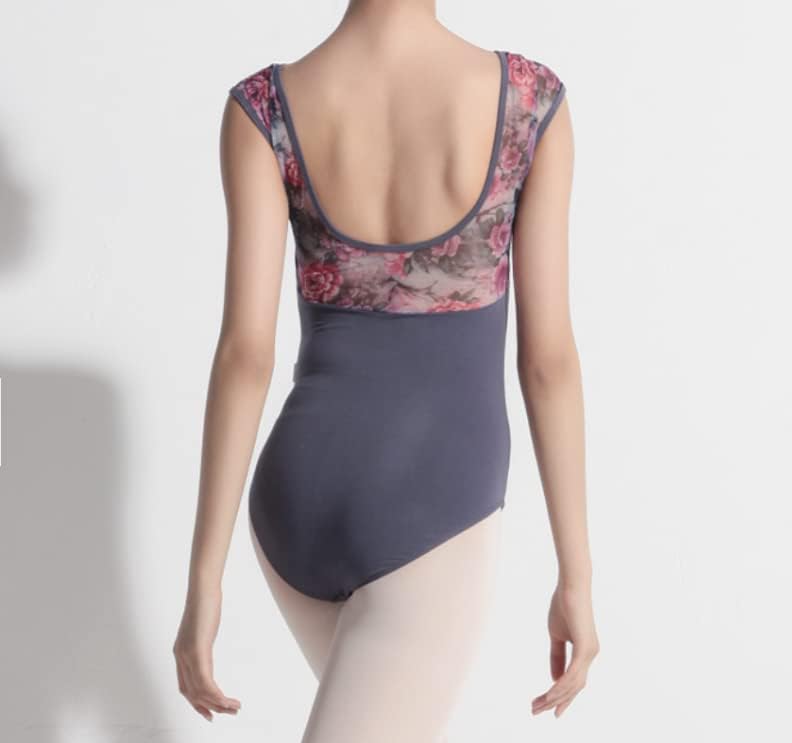 ProDance Floral Ballet Leotard PLHA017B XL Gray/Black Half-Cup (Gray Flower, (170))