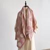 Fashion Women'S Faux Cashmere Winter Scarf Vintage Printed Tasseled Shawl Warm Wrap Elegant Accessory Perfect For Winter