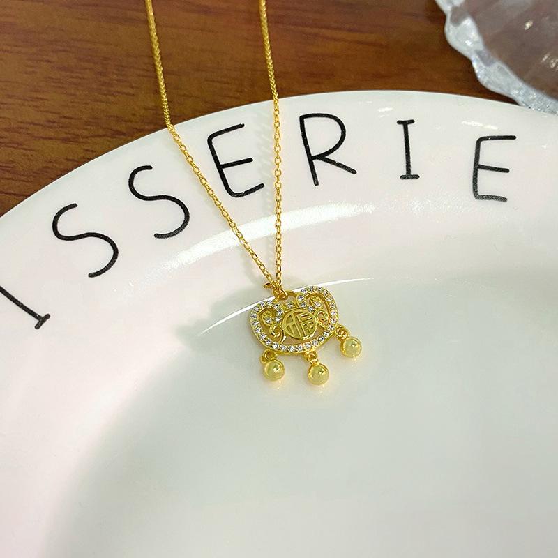 

Новое ожерелье с замком безопасности в китайском стиле, женское, в национальном стиле, в китайском стиле, легкая, роскошная, с чувством стиля, цепочка на ключицу