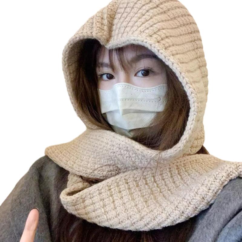 1Pc One Piece Hat Shawl Cold Proof Hooded Neck Protection Hat Windproof Scarf Warm Neck Protection