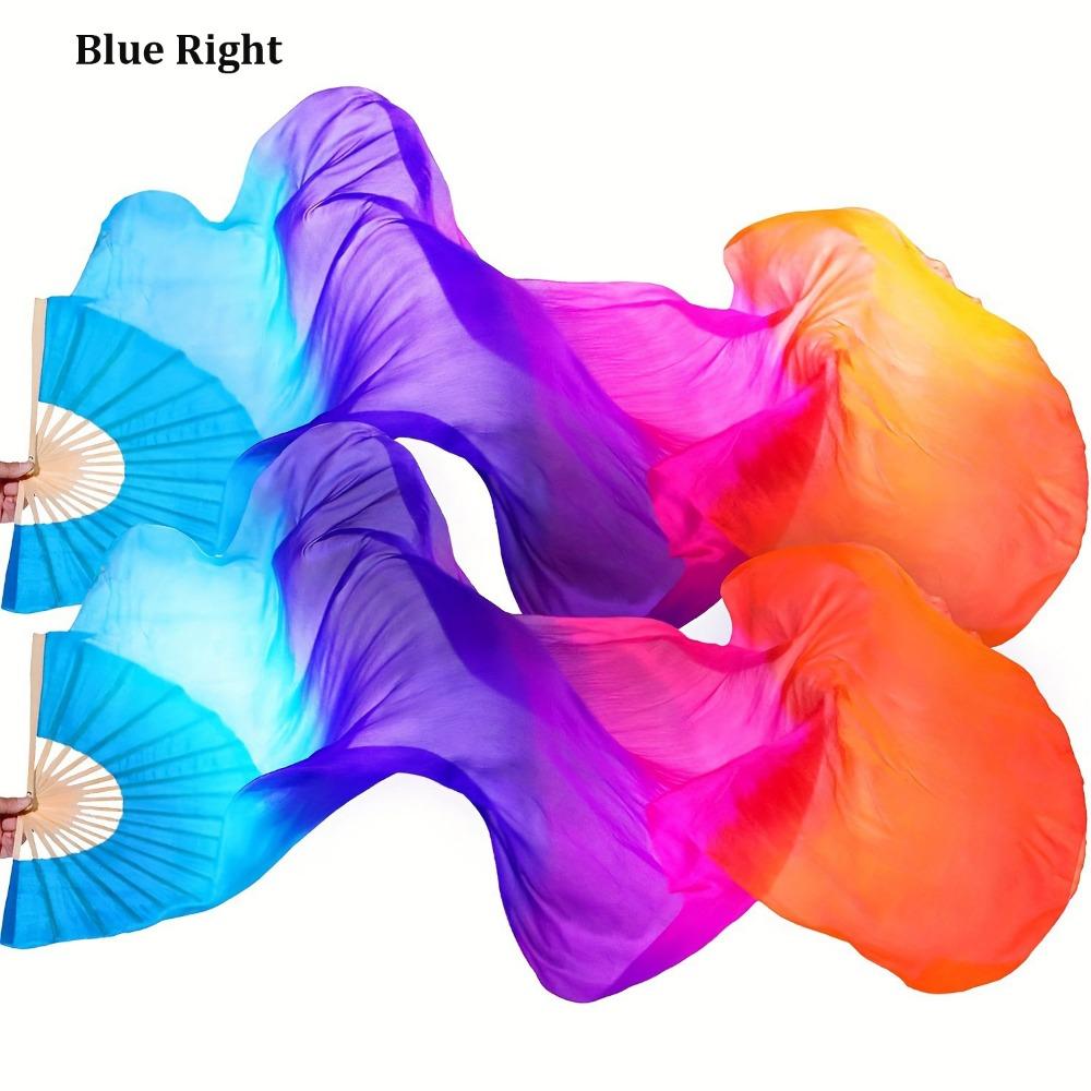 Веер для танца живота с градиентной расцветкой, длина 150 см, длинный веер-имитация, для квадратных танцев, для детей и женщин Blue Right