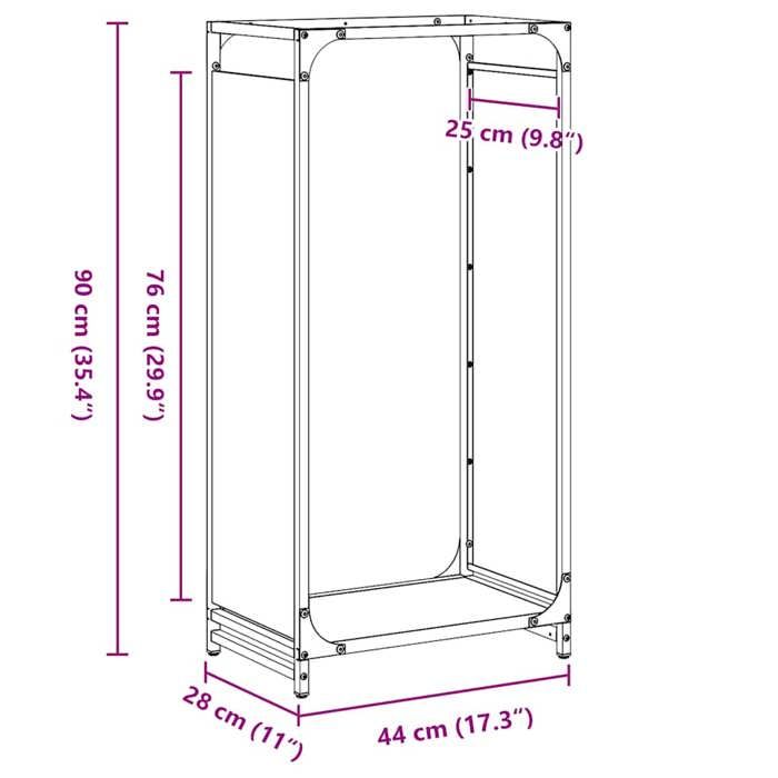 VidaXL Portant de bois chauffage anthracite 44x28x90 cm, support à bûches de cheminée, support à bûches, support à bûches 864209