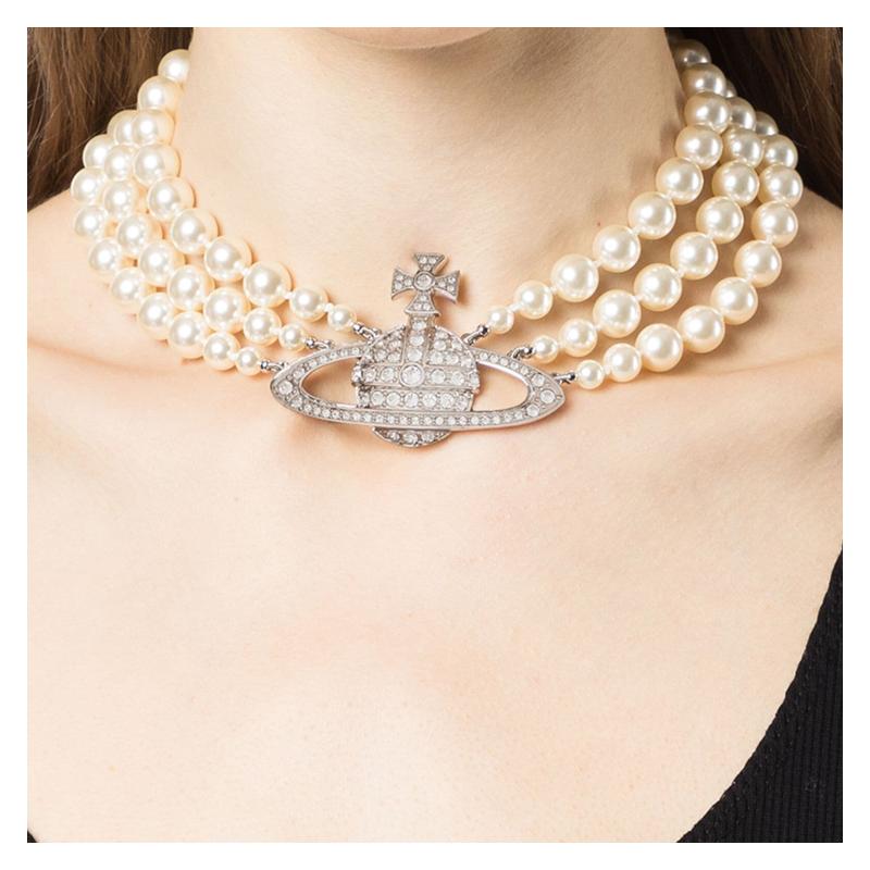 VIVIENNE WESTWOOD Brand Logo Brass Necklace Women's White 6303000702P127CN