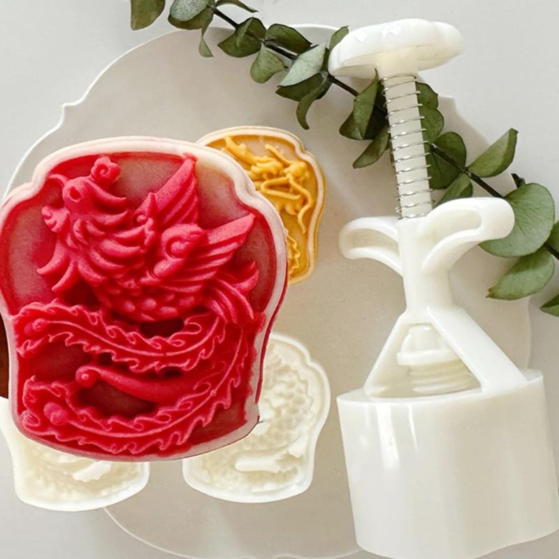 Traditional Pastries Cookie Stamp Hand Pressed Mooncakes Mold Bean Pastes Cake Bakewares Dessert Mould for Cooking Lover