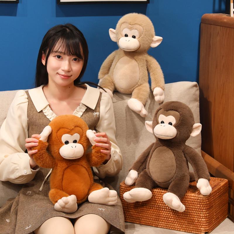 Amusing Little Macaque Monkey Plush Toys Soft Stuffed Lifelike Monkey Doll Cute Warm Home Companion Toys Kids Birthday Gift