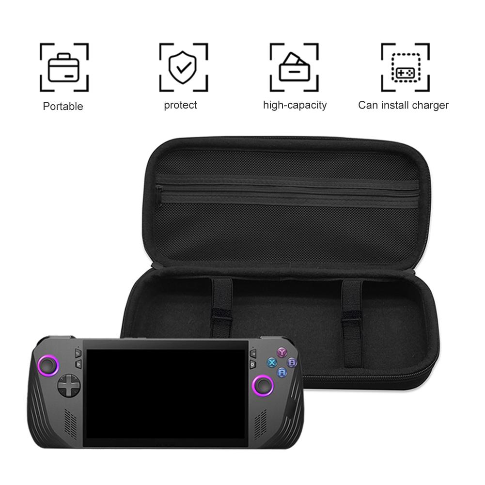 EVA Travel Protective Case Waterproof Hard Shell Case Shockproof with Accessory Pocket for Asus Rog Ally X/Rog Ally Game Console