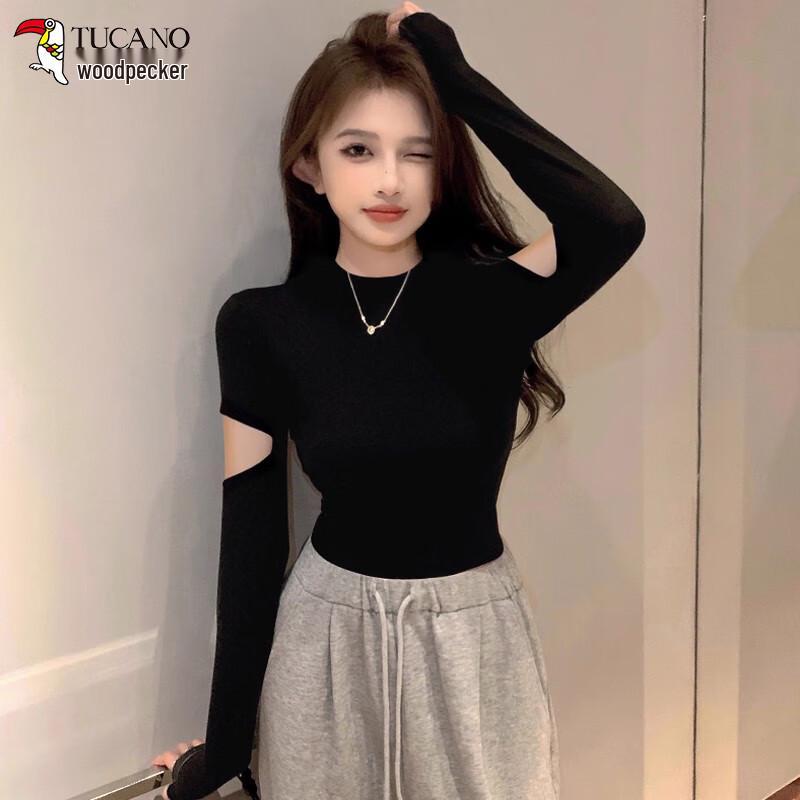 Women's Slim-Fit Hollow Knit Turtleneck Long Sleeve Top