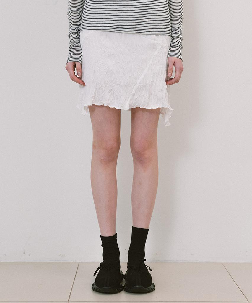 Laminez Wrinkle Line Mini Skirt - Ivory