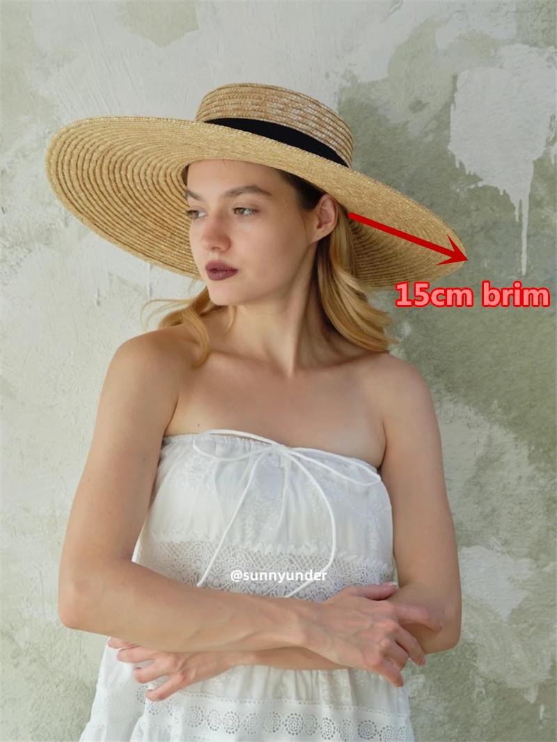 Garden Supplies My Women's 202601-Axi Ins Chic Classic Summer Handmade Natural Straw Wide Brim Holiday Beach Fedoras Cap Men Outdoor Panama Jazz Hat 57Cm