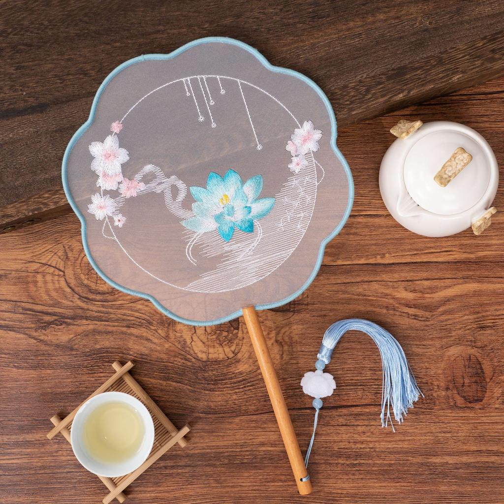 Antique Sle Round Fan Handicrt Dance Costume Qipao Special Ape Suzhou Embroidery F Transparent Double Sided Fan