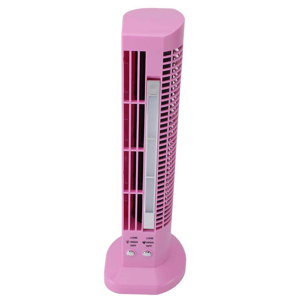 Mini Wentylator Wieżowy Biurkowy Bezłopatkowy Przenośny Wentylator ze Światłem do Pracy i Wypoczynku Wtyczka USB Różowy