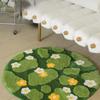 Green Moss Floral Mat Flocking Bedside Rugs  For Living Room Bedroom Home Decoration