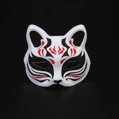 Japonská maska ​​Half Face Ručně malovaná kočka Fox maska ​​Anime Maškarní Halloween Festival Cosplay Prop