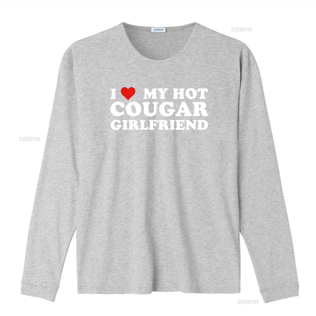 I Love My Hot Cougar Girlfriend Funny Saying T Shirt Black M Vintage Washed Unisex Streetwear Graphic Slightly Stylish