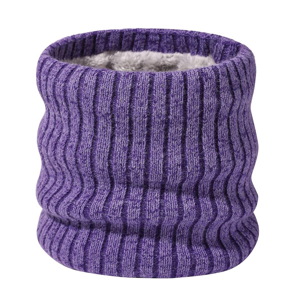 Men and Women's Autumn and Winter Solid Thicken Warm Neck Gaiter Couple's Fashion Striped Knitted Woolen Fleece Lined Neck Warmer