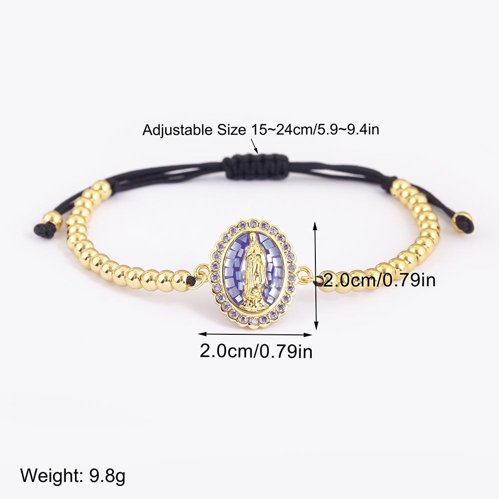Nidin Classic New Design Oval Shape Virgin Mary Shiny Zircon Charm Chain Bracelets Adjustable 6 Colors Female Jewelry Gifts