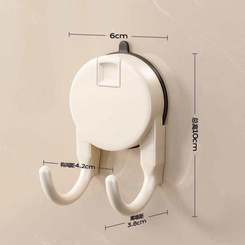 Suction Cup Hook No Drilling Required Bathroom Hooks Kitchen Door Back Clothes Hook Dual Hooks Strong Load-bearing Hooks