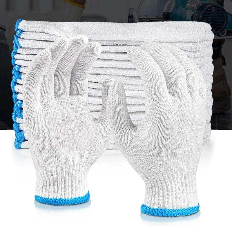 Durable And Safe 24Pcs Protective Gloves Cotton Thread Gloves Work Thick Nylon White Yarn Wear Resistant Cotton Thread Gloves