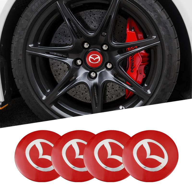 4Pcs 56mm Car Wheel Center Caps Hubcap Cover Stickers F For Mazda 3 Bk 6 Gh CX-5 CX30 MX-5 2 5 CX-3 GJ GL CX-8 MS RX-8 626 Miata