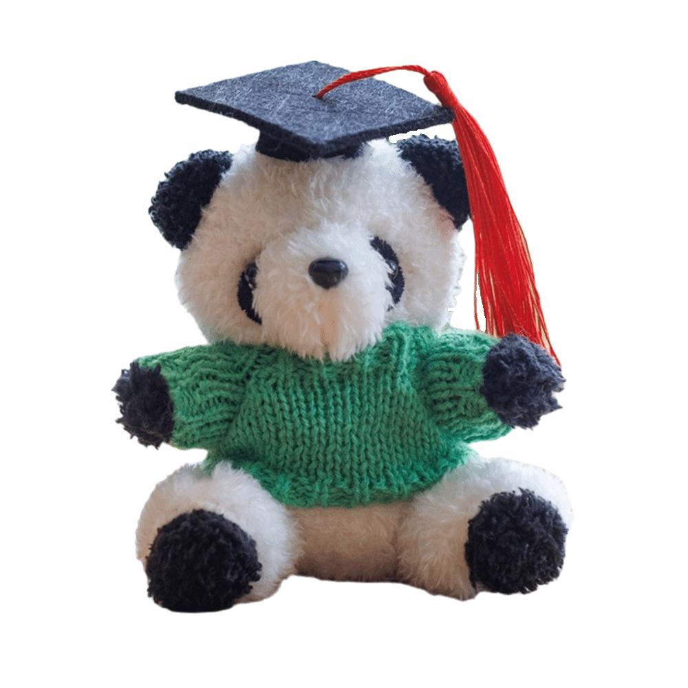 10cm Stuffed Panda Pendant Toy Soft Doctor Hat Panda Doll Graduation Panda Plush Toy  Students Gift зелёный