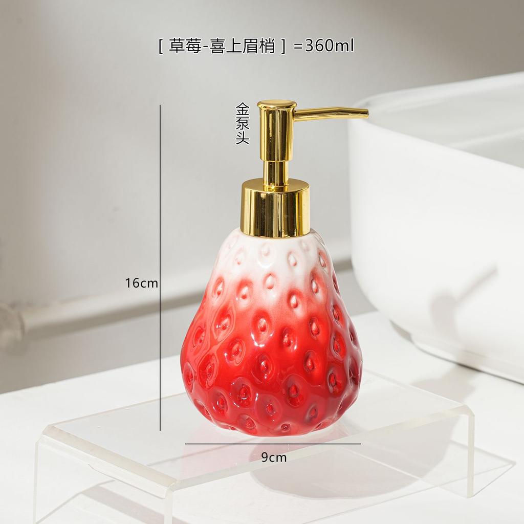 Creative Ceramic Lotion Bottle Hand Soap Hotel Bathroom Shower Gel Shampoo Dispenser Cartoon Strawberry Soap Dispenser Bathroom