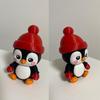 Small Penguin Figurine Cute with Knit Hat, 3D Printed Cartoon Holiday Gift for Friends Animal Statue Christmas Desktop Ornament, Car Dashboard