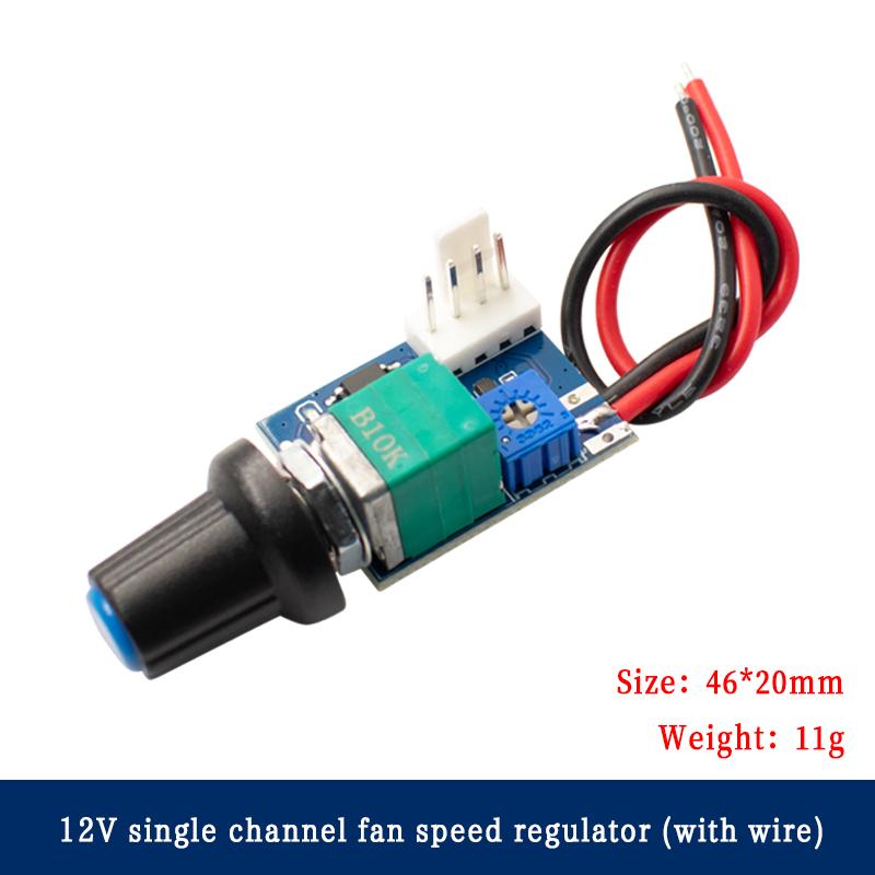 12V PWM Fan Speed Controller, 4-Wire Manual Governor with Temperature Control & Stop Switch for PC CPU Coolers