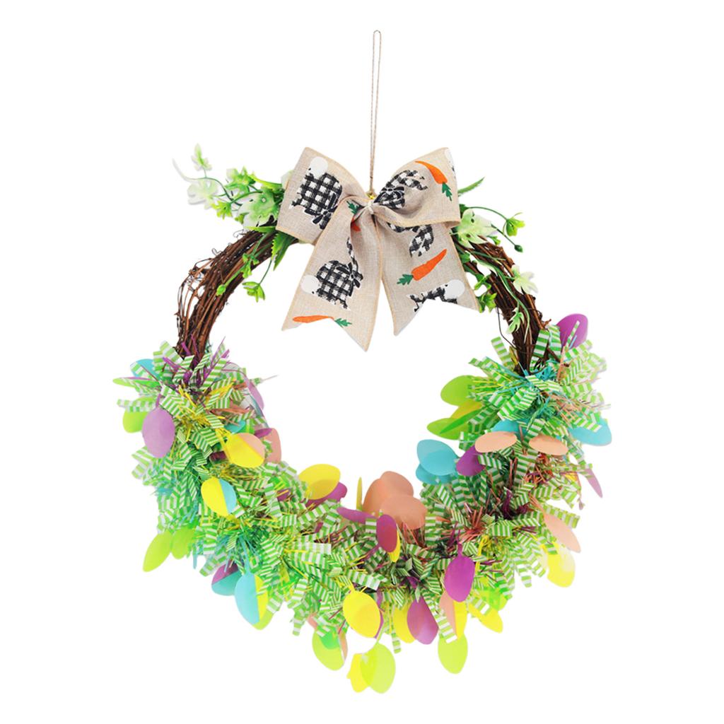Vibranted Easter Door Hanging Wreath Featuring Colorful Strips Bow Ties Elements for Festive Decoration