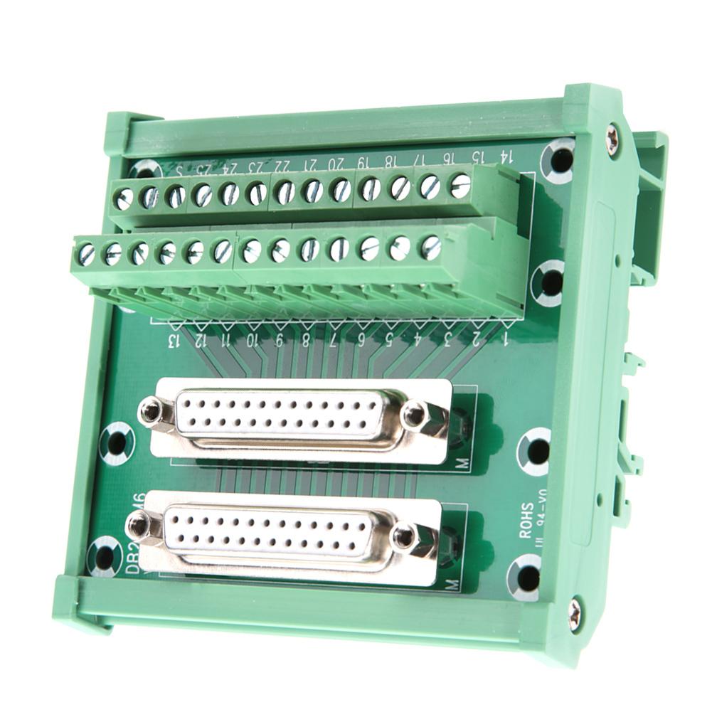 DB25 M6 Double Female Head DIN Rail Mount Interface Module Terminal Block Board Connector