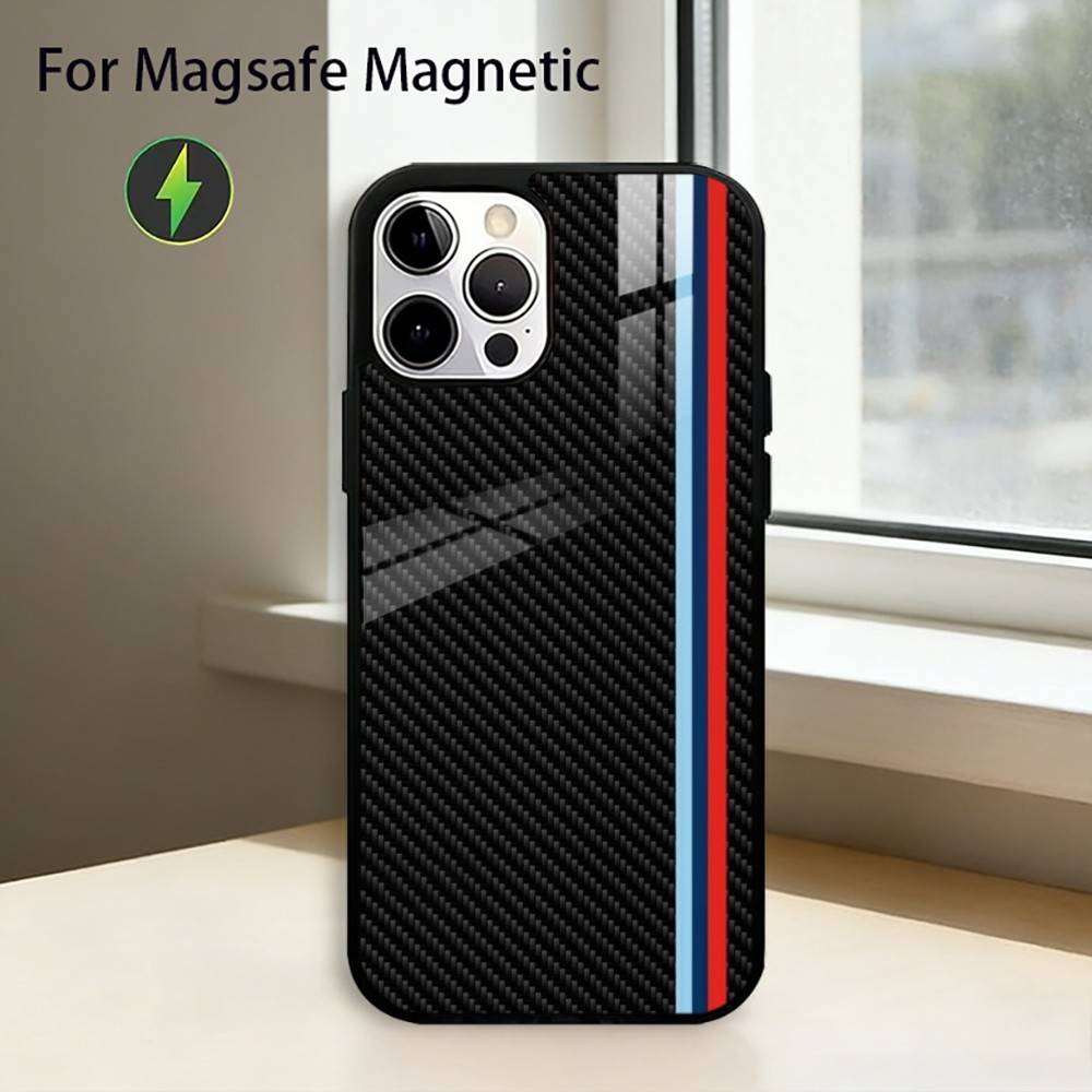 Auto Kohlefaser Handyhülle Für iPhone17,16,15,14,13,12,11 Plus,Pro Magnetisch Für Magsafe Kabelloses Laden