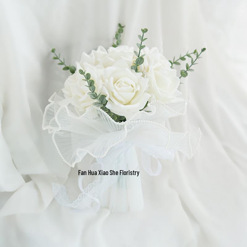 Bouquet Sposa Eucalipto Stile Foresta - Composizione Floreale Artificiale a Mano per Matrimoni & Arredo Casa