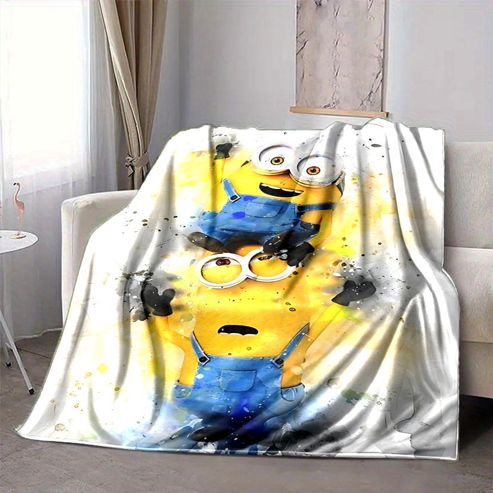 1pc Minions Friendship Flannel Throw Blanket HD Printed Lightweight Soft Warm All Season Blanket for Sofa, Bed, Travel, Camping Machine Washable