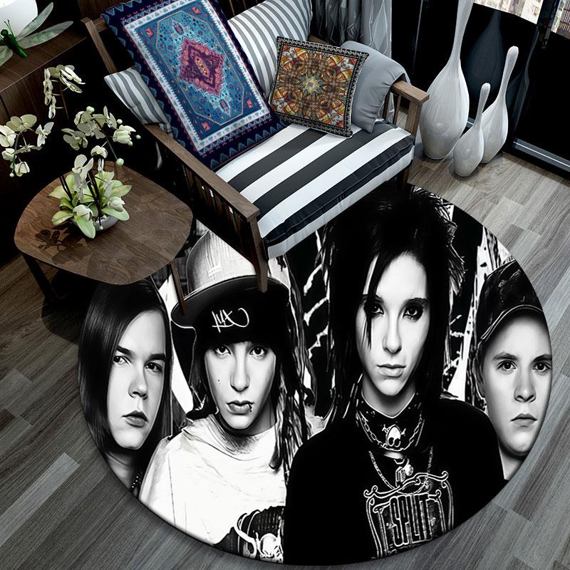 Tokio Hotel pattern round rug,Carpet Rug for Living Room Bedroom Playroom ,Non-slip Floor Mat,Holiday Gifts and Birthday Gifts.