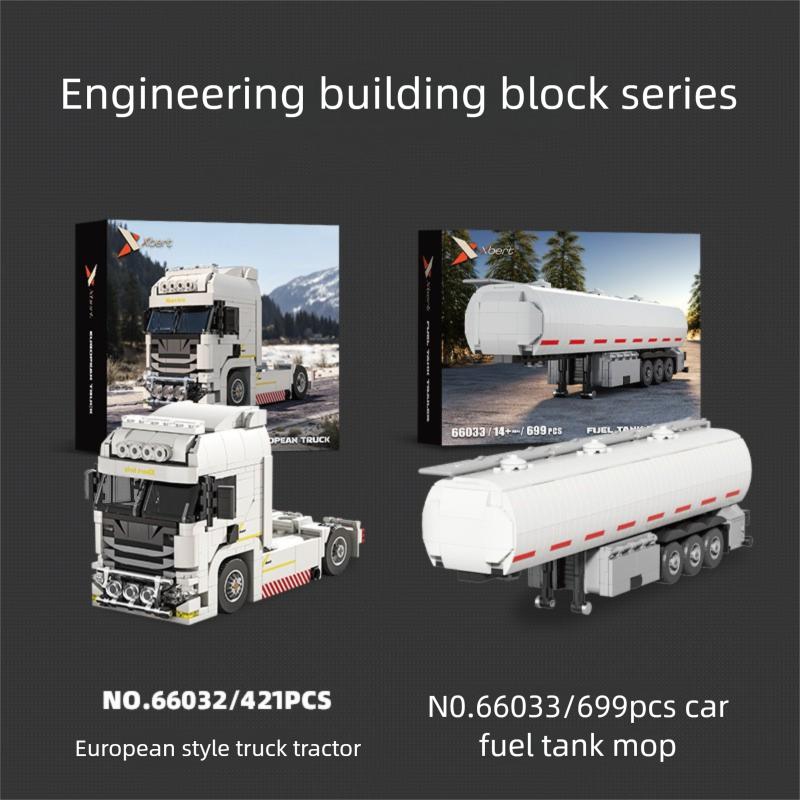 421PCS European Truck Head Building Blocks Creative Connectable Container Trailer Model Bricks Desktop Decoration Kids Toys Gift
