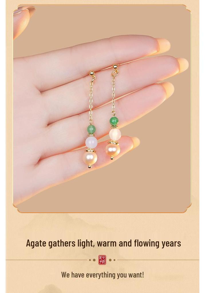 Women's Summer Style Fresh Pearl Earrings, High-End Hanfu Accessories, 925 Sterling Silver