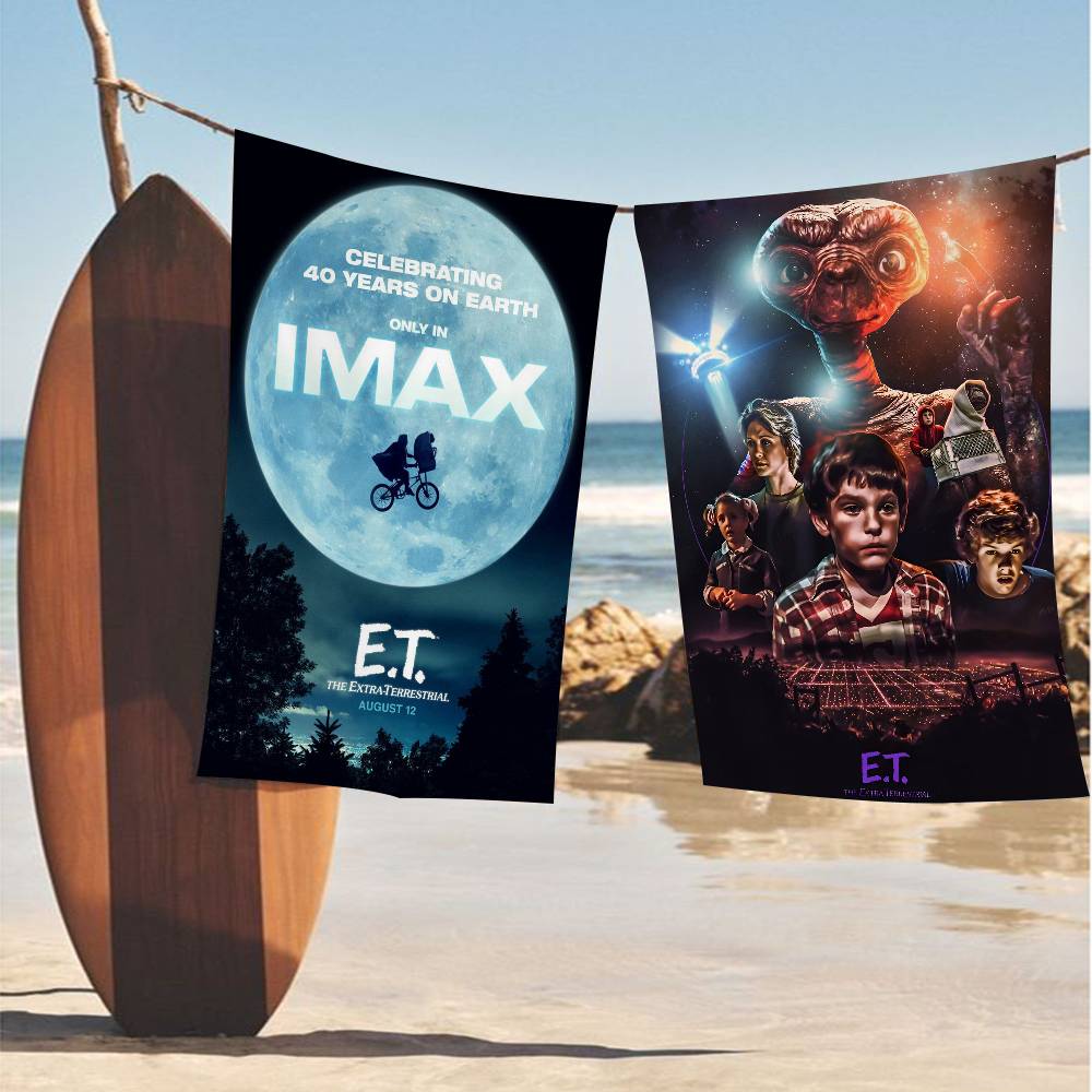 Movie E.T. The Extra-Terrestrial Anime Beach Swimming Towel Soft Absorbent Washcloth Children's for Kids Travel Camping Gym