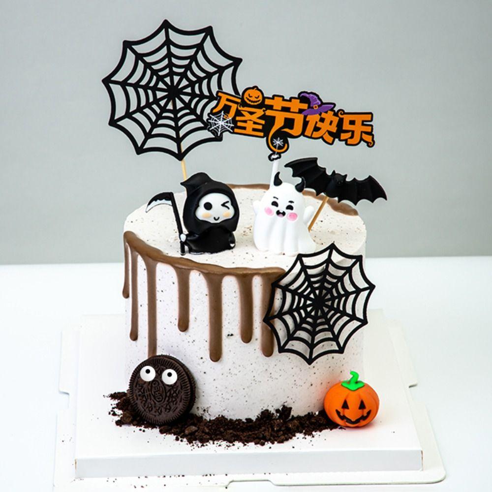 Papírové pavučinové ozdoby na dort Pavouk Všechno nejlepší k narozeninám Dekorace Halloweenská párty dekorace