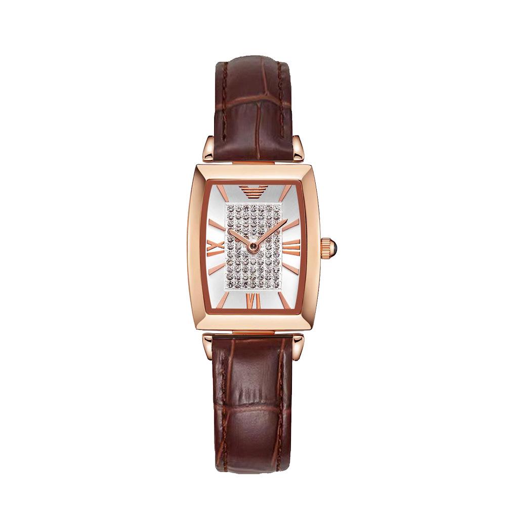 Oushijia New Square Diamond Women's Roman Minimalist Tonneau Quartz Watch