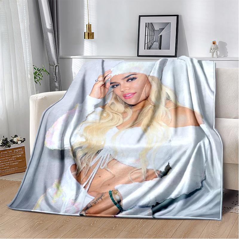 3D Baskı Karol G Singer HD Battaniye, Yumuşak Atmak Battaniye Ev Yatak Odası Yatak Kanepe Piknik Seyahat Ofis Dinlenme Kapak Battaniye Çocuklar için