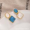 Irregular Geometric Blue And White Stud Earrings Are White, Fresh, Niche Design, Unique Earrings, Exaggerated Temperament Earrings