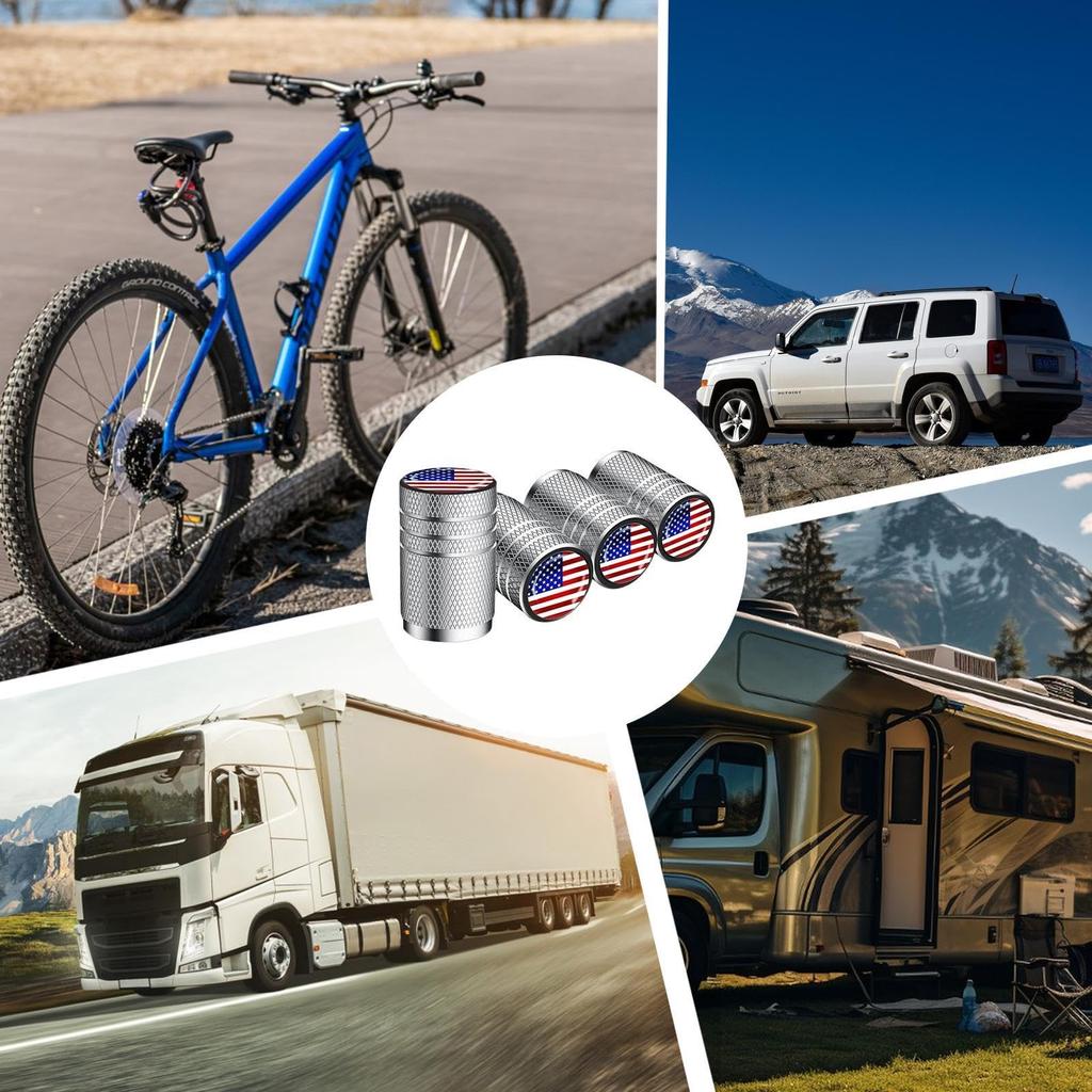 Aluminum Tire Valve Cap Set, Car Stem Cover - Proof 4 Piece Stem