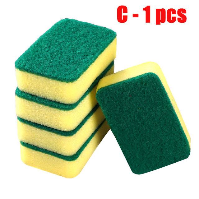 

5/3/1Pcs Dishwashing Sponge Wipe Yellow-green Sponge Double-sided Cleaning Wipe Pot Rust Spot Strong Decontamination Wipe