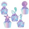 40pcs/set Ocean Theme CupCake Toppers Wrappers Mermaid Sea Star Shell Birthday Party Favor Cake Decor Supply