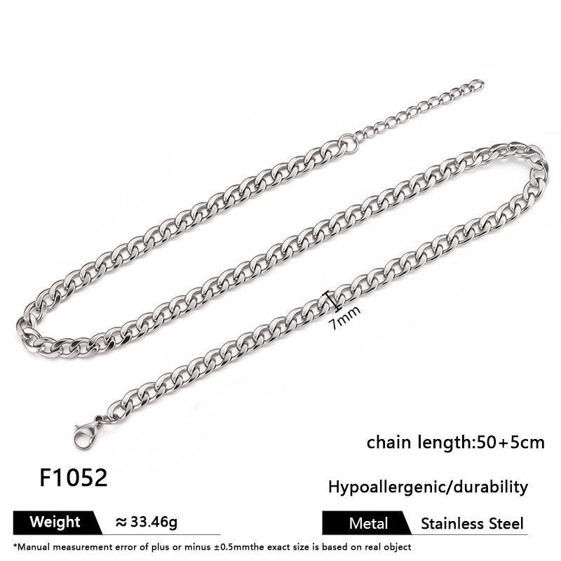 Multi-Size Titanium Steel Cuban, Figaro, Clavicle, and Hip Hop Chain Necklaces